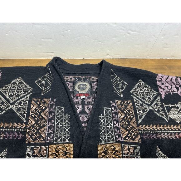 Johnny Was Biya Fenella Embroidered Kimono Cardigan Black Knit Open Front Small - Picture 6 of 16